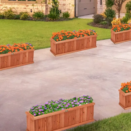 Miniatura 4 de Giantex Jardinera elevada para jardín o vegetales, maceta montada en ventana para jardín, caja de madera para plantar, 40 x 12 x 12 pulgadas