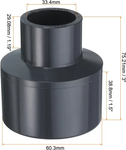 Miniatura 2 de HARFINGTON Acoplamiento Reductor de PVC 2 x 1" Acoplamiento Aumentador/Reductor Adaptador de Accesorios de Tubería DWV Reductor de Conducto