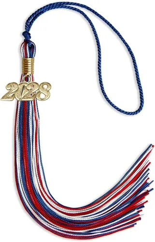 Miniatura 117 de Endea Graduation Borla mixta de triple color con gota de fecha dorada (negro/dorado/blanco, 2021)