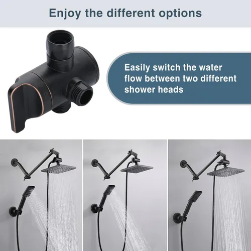 Miniatura 4 de BRIGHT SHOWERS Válvula desviadora de brazo de ducha para cabezal de ducha manual y cabezal rociador fijo, válvula desviadora de cabezal de ducha