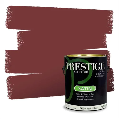 Miniatura 733 de Prestige Paints Pintura exterior e imprimación en uno, 1 galón, plano, coincidencia comparable de Valspar* Amber Rose*