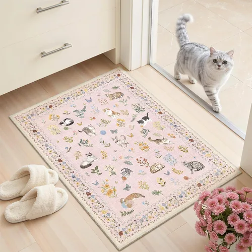 Miniatura 238 de Alfombra de pasillo Soalmost 2'6" x 10' lavable, alfombra antideslizante para cocina, baño, lavandería, alfombras vintage ultra delgadas para Beige