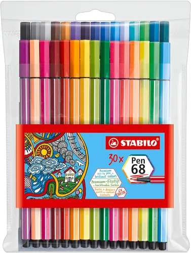 Stabilo Point 68 set de bolígrafos 30 colores, Multicolor Paquete de 1