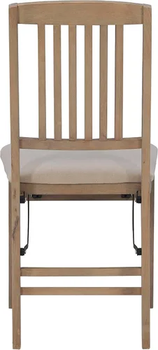 Miniatura 16 de Linon Keira - Juego de 2 sillas plegables de madera rústica natural con asiento tapizado beige y respaldo de misión