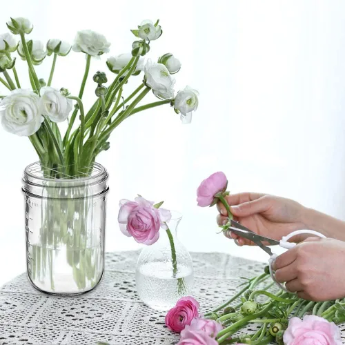 Miniatura 4 de DLAND Paquete de 20 tapas de rejilla con arreglos florales para tarros Mason – Insertos de rana de flores de metal resistentes al óxido con rejillas