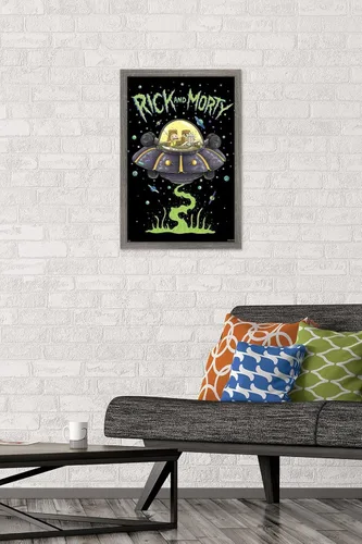 Miniatura 2 de Trends International Rick And Morty - Póster de pared de barco, 14.725 x 22.375 pulgadas, versión enmarcada de madera de granero