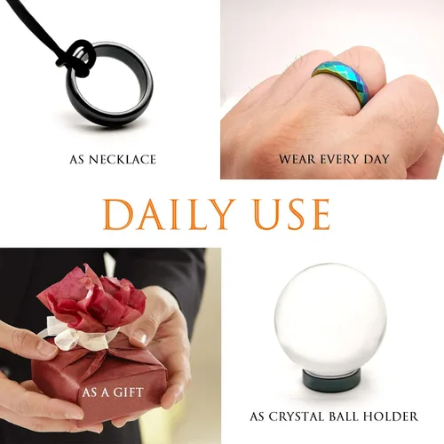 Miniatura 61 de Morchic - Anillos unisex de piedras de hematita, para equilibrar ansiedad, chakra raíz, (paquete de tamaños mixtos)
