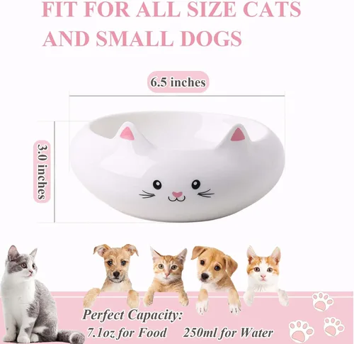 Miniatura 2 de Cuencos para gatos, tazón de comida para gatos, cuencos de cerámica lindos para gatitos para comida y agua 7.1oz, plato pequeño para alimentación