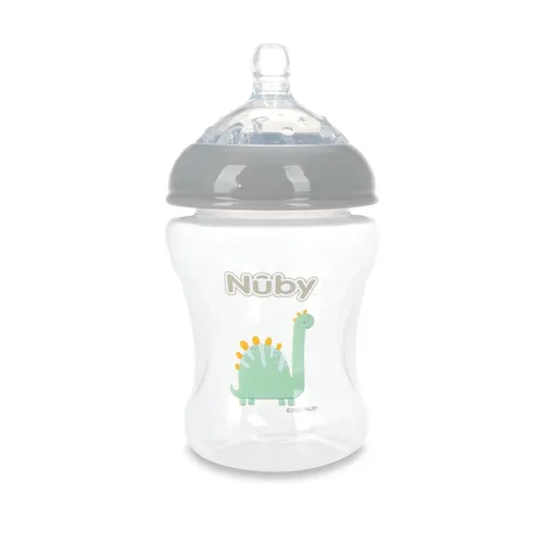 Miniatura 5 de Nuby Paquete de 3 biberones para bebés con pezón de silicona de flujo lento tamaño mamario: 0+ meses, 8 onzas, paquete de 3: delicados estampados