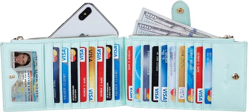 Miniatura 3 de Travelambo - Billetera para mujer con bloqueo RFID plegable para múltiples tarjetas con bolsillo y cremallera