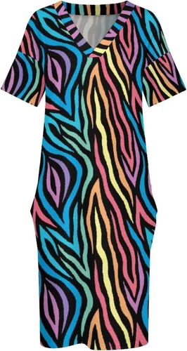 Miniatura 4 de Vestido casual de verano para mujer, vestido holgado de manga corta, estilo lobo