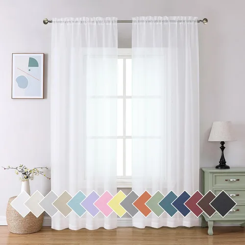 Miniatura 169 de Aiyufeng 2 paneles de cenefa transparente negra de 14 pulgadas de largo, cortinas cortas negras transparentes para dormitorio, cortinas de cocina
