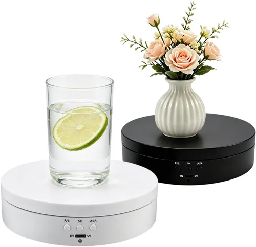 Miniatura 8 de Denpetec Soporte giratorio motorizado, plato giratorio eléctrico de 360 grados para exhibición de productos de fotografía, joyas, relojes, modelos
