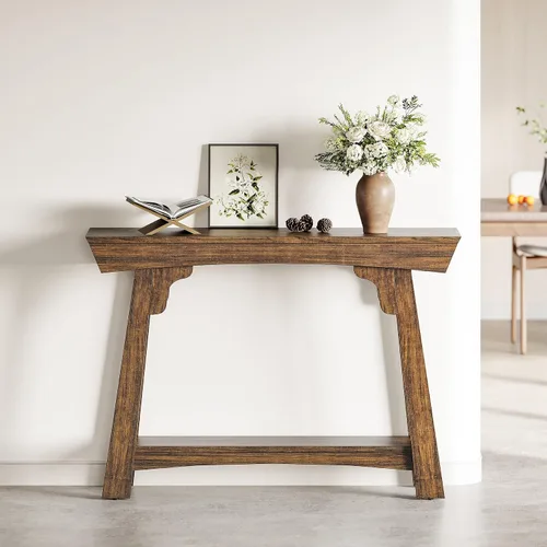 Miniatura 2 de LITTLE TREE - Mesa de consola de 41 pulgadas con almacenamiento, mesa de sofá de 2 niveles detrás del sofá, mesa de entrada estilo granja para sala