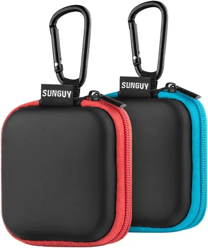 Miniatura 9 de Sunguy Paquete de 2 fundas para audífonos, estuche portátil de transporte para auriculares pequeños, bolsa de almacenamiento con clip de mosquetón