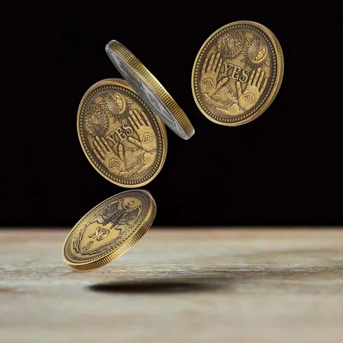 Miniatura 3 de Sureio 20 piezas de monedas "Yes No Challenge", monedas de la suerte, monedas de amabilidad, medallón de coleccionista, recuerdo, adivinación, Oro