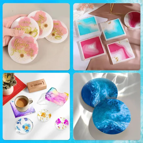 Miniatura 7 de 12 moldes de posavasos de silicona, moldes de resina de fundición, moldes de resina epoxi, adecuados para posavasos de manualidades, tapetes