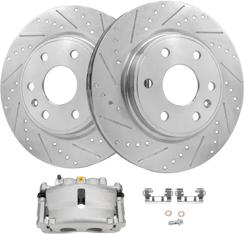 Miniatura 16 de Detroit Axle - Rotores de disco delantero + pinza de freno lateral del pasajero de repuesto para Mitsubishi Raider Dodge Dakota 2005-2008 - Juego