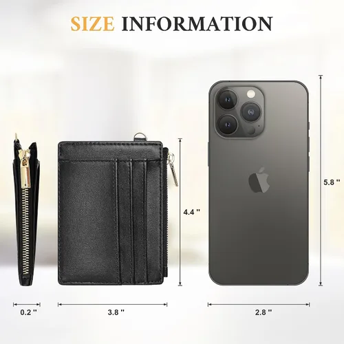 Miniatura 7 de Sodsay Estuche para tarjetas, cartera delgada con bolsillo frontal, para mujer, sujetatarjetas con llavero
