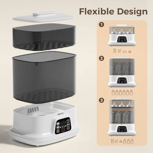 Miniatura 6 de HEYAXA Steri-lizer y secadora para biberones, 10 botellas de gran capacidad, vaporizador eléctrico 4 en 1 y secadora para todas las botellas, piezas