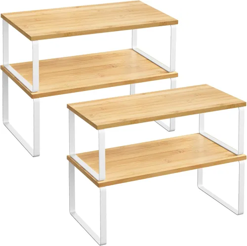 Miniatura 11 de SONGMICS Estante organizador de gabinete, juego de 4 estantes de encimera de cocina, almacenamiento de cocina, estante de especias, apilable, Tinta