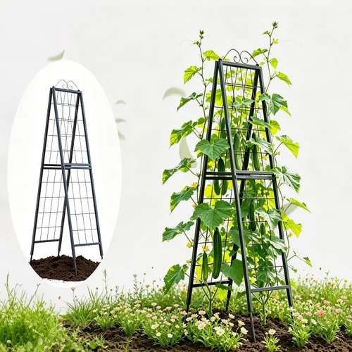 Miniatura 9 de Zhongma Paquete de 4 enrejados de metal de 24 pulgadas para plantas en macetas que trepan, interior y exterior, enrejado de soporte para plantas