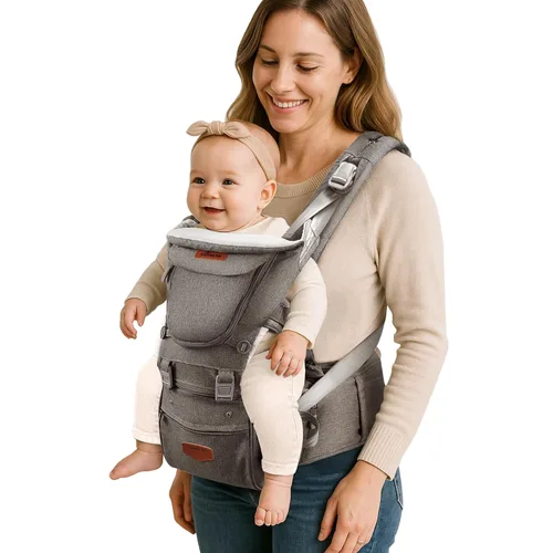 Miniatura 13 de SUNVENO Portabebés ergonómico 3 en 1 con asiento de cadera para recién nacidos y niños pequeños, soporta 20 libras y más, alivio de cintura