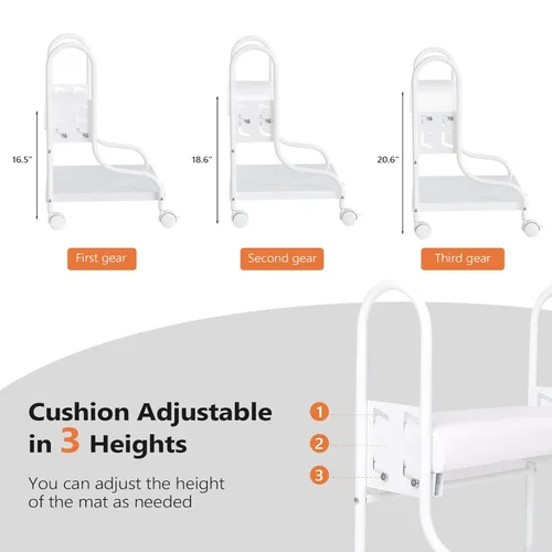 Miniatura 4 de OmySalon Carrito de pedicura, carrito de baño de pies, carrito de salón de altura ajustable con cojín de poliuretano, carrito portátil para manicura
