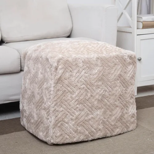 Miniatura 12 de DaDalogy Bedding - Funda para puf otomano de piel sintética [sin relleno] – Rosa Coral Baby Peach Geométrico brillante, suave y acogedor