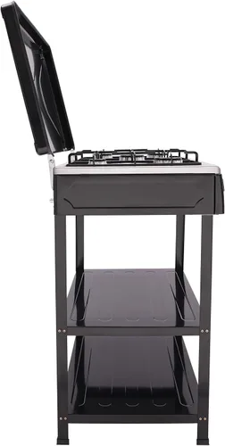 Miniatura 8 de Estufa de Gas de 5 Quemadores, Estufa de Gas Natural Portátil para Acampar al Aire Libre Estufa de BBQ Cocina de Gas con Estante de Almacenamiento
