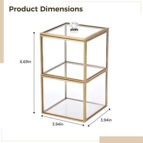 Miniatura 3 de Almacenamiento multiusos para baño, soporte para brochas de maquillaje de vidrio, organizador de bolas de algodón Qtip, 3.9 x 3.9 x 6.3 in