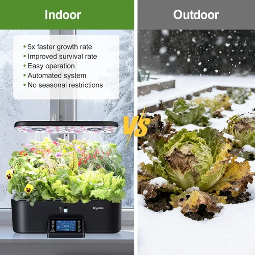 Miniatura 6 de Sistema de cultivo hidropónico de 17 cápsulas con ventiladores duales de 24 W de espectro completo de luz de cultivo y panel de control inteligente