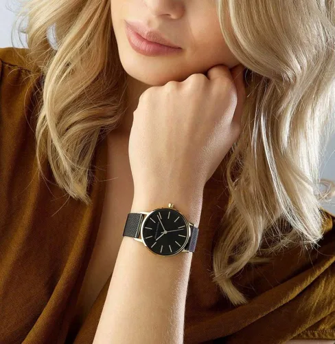 Miniatura 6 de Armani Exchange - Reloj de cuarzo de acero inoxidable con correa de piel para mujer