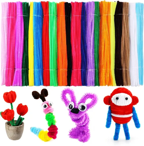 Caydo 1000 piezas de limpiapipas surtidos de tallos de felpilla de 20 colores a granel para niños, proyectos de arte y manualidades y decoración del