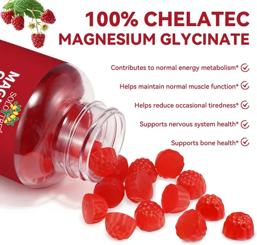 Miniatura 3 de Gomitas de glicinato de magnesio, suplemento de complejo de magnesio de 240 unidades Apoyo para dormir, calmar y relajar Gomitas de magnesio