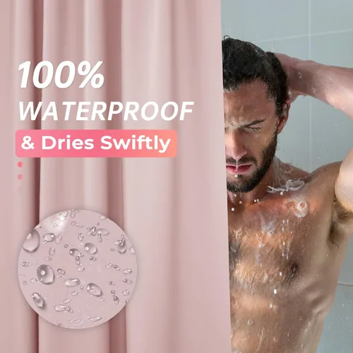 Miniatura 5 de AmazerBath - Cortina de plástico prémium de acetato de vinilo polietileno (PEVA) color rosa claro para ducha, 72 x 72 pulg, 8G, de alta resistencia