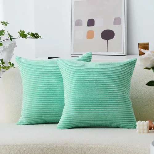 Miniatura 14 de Home Brilliant - Juego de 2 fundas de almohada de 26 x 26 pulgadas / 66 x 66 cm., fundas de cojín grandes de pana sólidas súper suaves para sofá