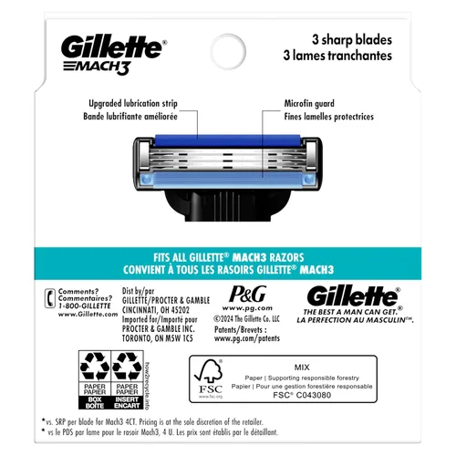 Miniatura 10 de Gillette Mach3 - Repuestos de navaja para hombres, 15 repuestos de cuchillas de navaja