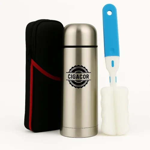 CIGACOR Botella aislada de acero inoxidable – Taza de viaje de café de 12 onzas – Mantiene las bebidas calientes durante 12 horas y frías durante 24