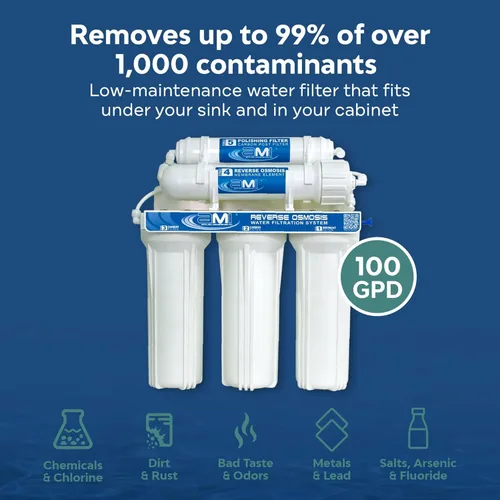 Miniatura 3 de Applied Membranes Inc. Sistema de filtro de agua de ósmosis inversa de 5 etapas, 100 galones por día