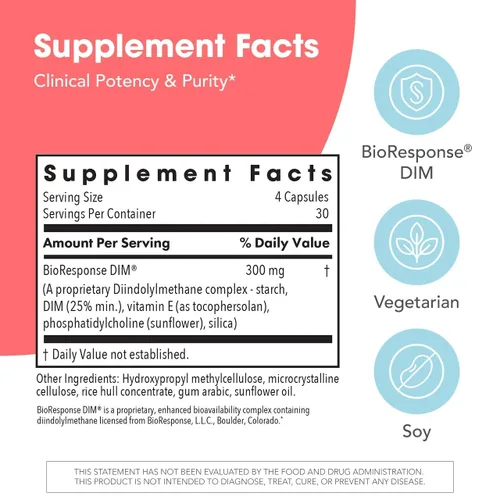 Miniatura 3 de Allergy Research Group - DIM Enhanced Delivery System - Equilibrio Hormonal, Hombres, Mujeres - 120 Cápsulas Vegetarianas