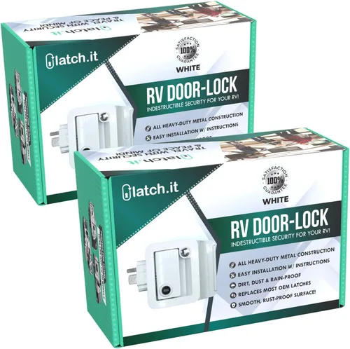 Miniatura 11 de LATCH.IT Reemplazo de Cerradura de Puerta Negra para RV Manija de Puerta de RV Totalmente de Metal se Adapta a Agujeros de 2.75"x3.75" Cerradura