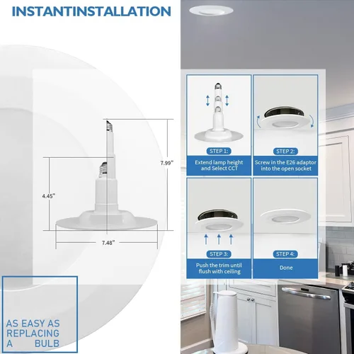 Miniatura 5 de Jolux Foco LED ajustable de 5/6 pulgadas no regulable, base de tornillo mediano E26, 12 W = 75 W, 5000 K (luz diurna), 920 lúmenes, iluminación 5000