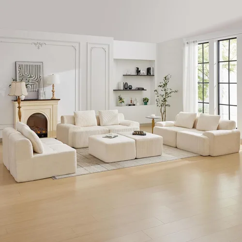 Miniatura 40 de Modular Sectional Sofa with Movable Ottoman, 1 Seat Deep Seat Couch with 1 Pillow, Comfy Cloud Sectional Sofa for Living Room, Bedroom and Apartment