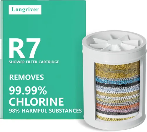 Miniatura 8 de Longriver Paquete de 4 cartuchos de repuesto de filtro de ducha universal de 33 etapas, purificador de agua dura que elimina cloro, metales pesados