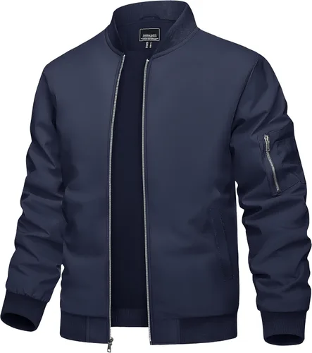 Miniatura 18 de TACVASEN Chaqueta bomber para hombre, ligera, casual, primavera, otoño, cortavientos, con cremallera y bolsillo
