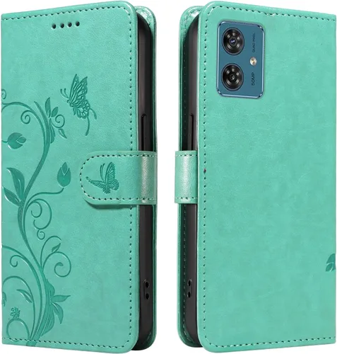 Miniatura 37 de Funda para Motorola Moto E22/E22i, piel sintética, con tarjetero y correa para la muñeca, a prueba de golpes, funda magnética para Motorola Moto Rojo