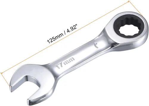 Miniatura 2 de uxcell Llave combinada de trinquete rechoncha de 0.669 in métrica 72 dientes 12 herramientas terminadas en caja de puntos, CR-V