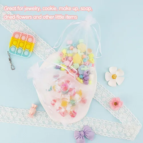 Miniatura 2 de Bolsas de organza de 4 x 6, 100 bolsas de malla transparente con cordón, pequeñas bolsas de regalo de malla, bolsas de regalo con cordón, bolsas