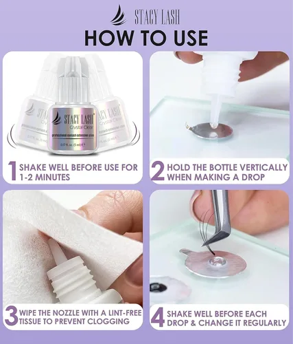 Miniatura 8 de STACY LASH Pegamento de extensión de pestañas transparente (0.17 fl.oz/0.2 fl oz)/1 segundo de tiempo de secado/retención - 8 semanas/adhesivo